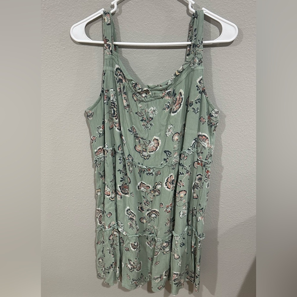 Floral Green Sleeveless Dress